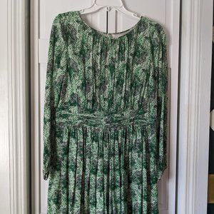 Green Knee Length Boden Floral Dress (US12R/UK16R)